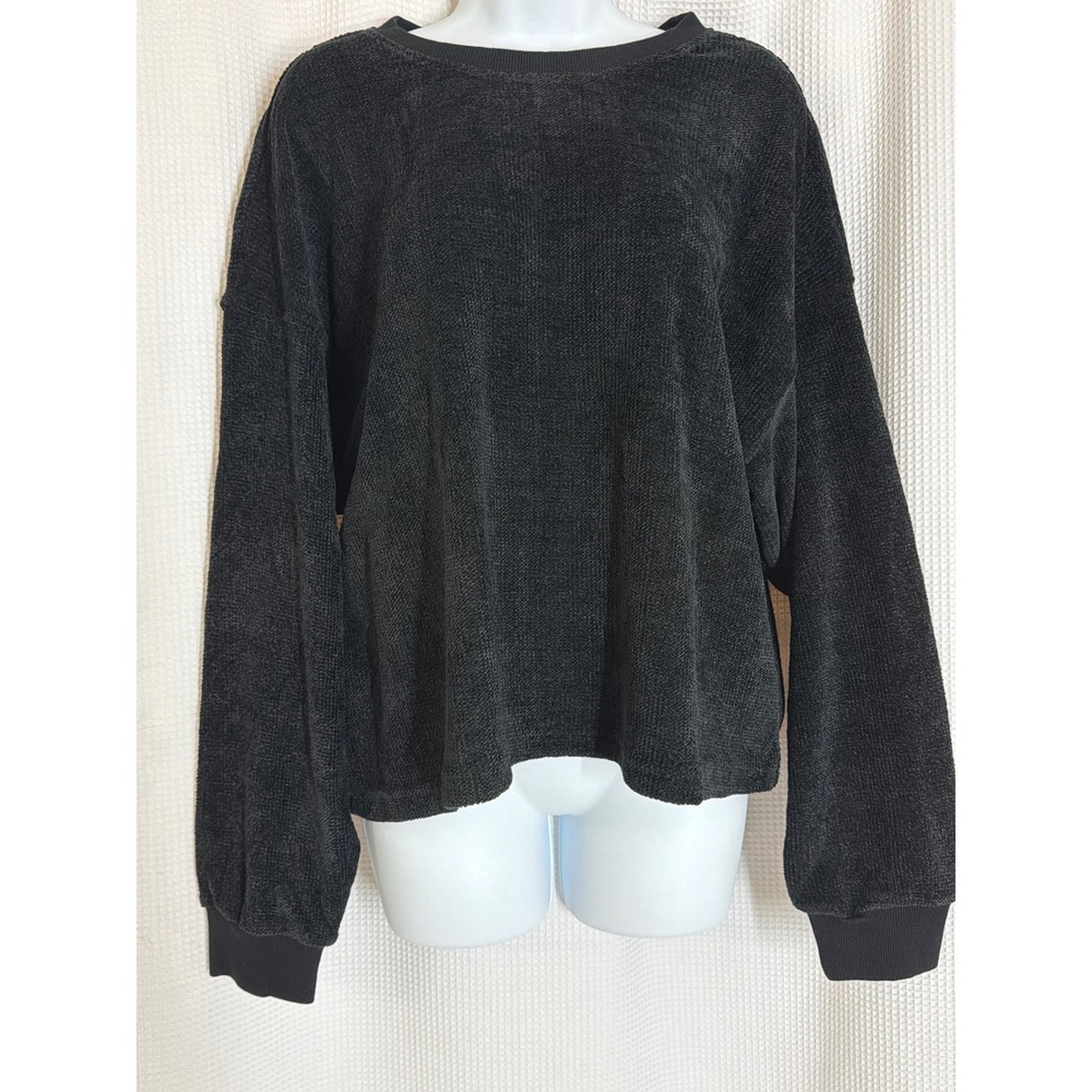 Velvet Heart Black Textured Knit Long Sleeve Pullover Top  Womens Medium